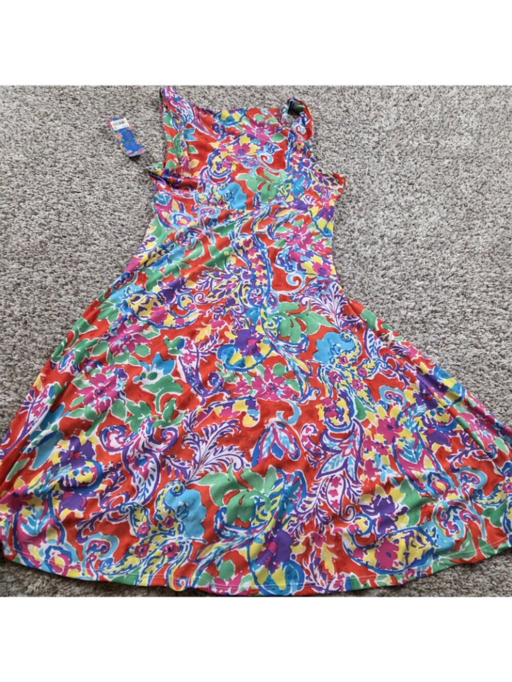 Lauren Ralph Lauren Dress Womens Medium Paisley Colorful Sleeveless Summer Tags - Picture 6 of 6
